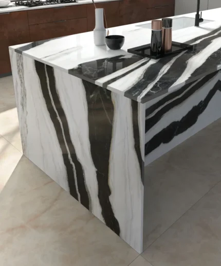 panda white porselen ada tezgah siyah beyaz